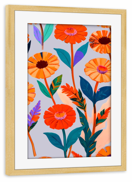 Poster mit Rahmen kiefer "Ringelblumenfeier" artboxONE - Floral