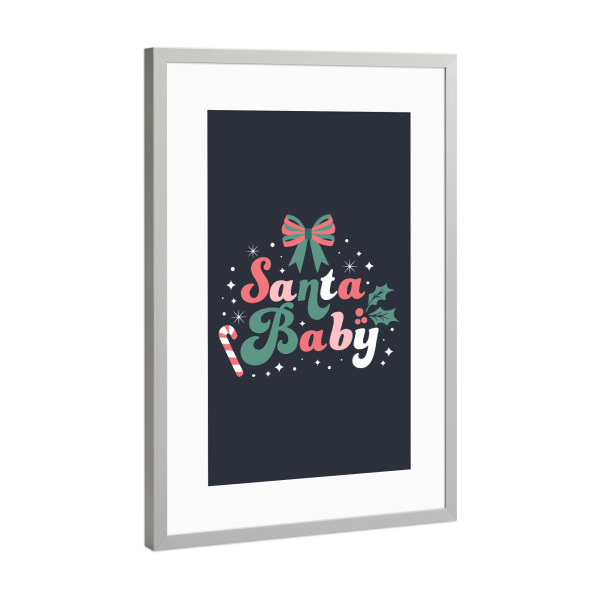 Poster mit Rahmen Silber "Weihnachtsmann-Baby" artboxONE - Abstrakt,Weihnachten - Festlich,Feiertag,Winter,Mistel,Schneeflocke,Zitat,Liebe