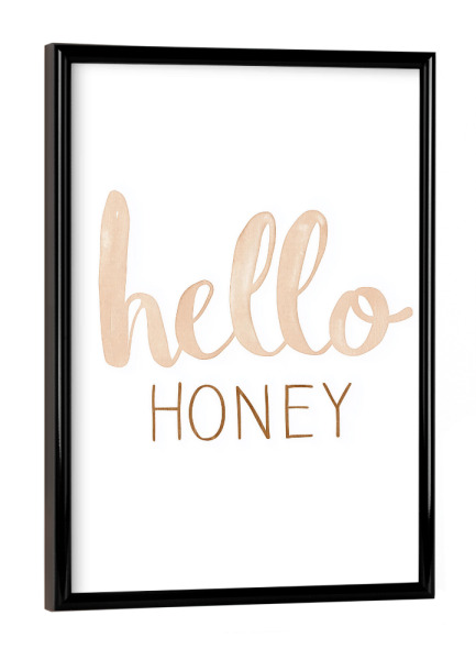 Poster mit schwarzem Rahmen "Hello Honey" Pastel Art" artboxONE - Typografie,Menschen,Liebe