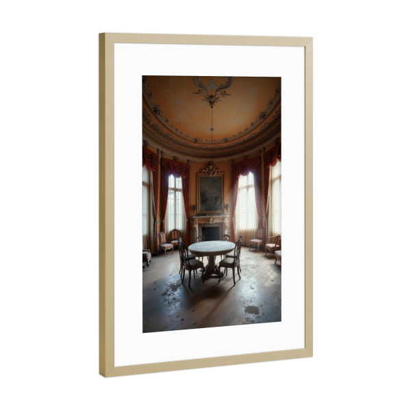 Poster mit Rahmen Gold "Rontale" artboxONE - Architektur - Urbex,Abandoned,Lost place,Decay,Ai,Generated,Art