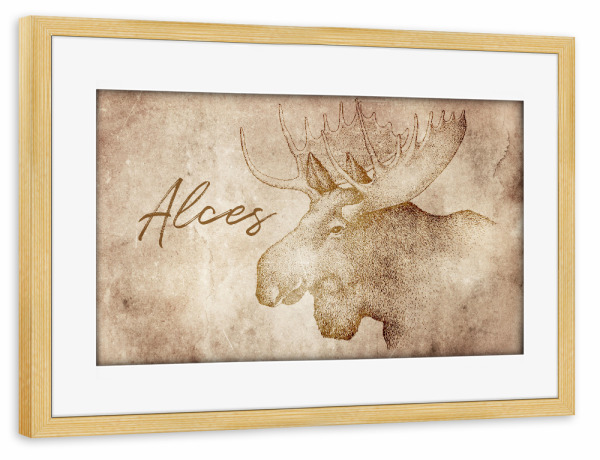 Poster mit Rahmen kiefer "Moose vintage" artboxONE - Tiere