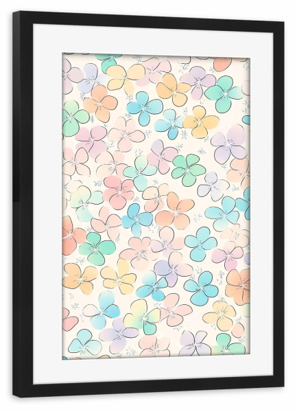 Poster mit Rahmen schwarz "Niedliche Blumenwelt" artboxONE - Natur,Floral,Für Kinder