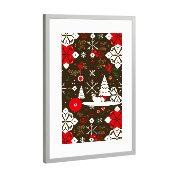 Poster mit Rahmen Silber "Muster für verschneite Feste" artboxONE - Abstrakt,Weihnachten