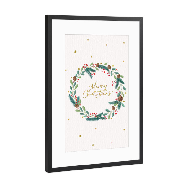Poster mit Rahmen Schwarz (Metallic) "Weihnachten naht" artboxONE - Typografie,Floral,Weihnachten