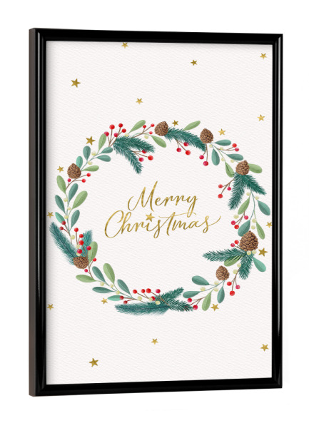 Poster mit schwarzem Rahmen "Weihnachten naht" artboxONE - Typografie,Floral,Weihnachten