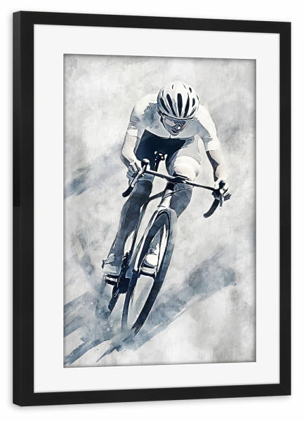 Poster mit Rahmen schwarz "Cycling art A (matart)" artboxONE - Sport - Radfahren,Fahrrad,Biker,Radfahrer,Rennen,Sport,Modern,Kunst