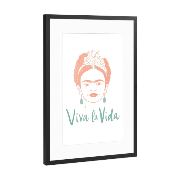 Poster mit Rahmen Schwarz (Metallic) "Frida Moderne Ikone" artboxONE - Typografie,Floral,Menschen