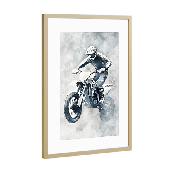 Poster mit Rahmen Gold "Motocross art C (matart)" artboxONE - Sport / Motorsport,Sport - Motocross,Motor,Motoren,Motocross-rennen,Sport,Modern,Kunst