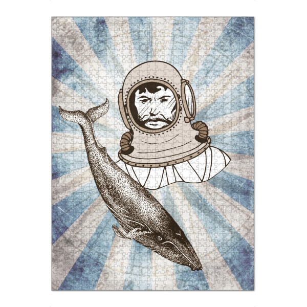 Puzzle Ravensburger "Whale & Diver" artboxONE - Tiere,Unterwasser