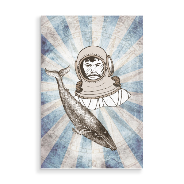 Holzbild "Whale & Diver" artboxONE - Tiere,Unterwasser