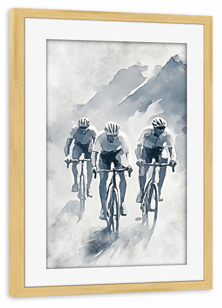 Poster mit Rahmen kiefer "Cycling Mountains art A (matart)" artboxONE - Sport - Radfahren,Fahrrad,Biker,Radfahrer,Rennen,Sport,Modern,Kunst