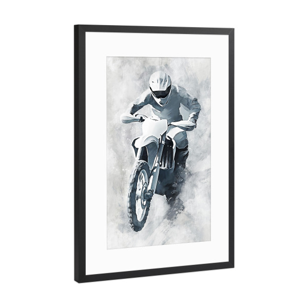 Poster mit Rahmen Schwarz (Metallic) "Motocross art E (matart)" artboxONE - Sport / Motorsport,Sport