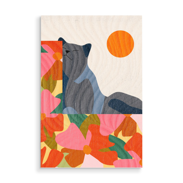 Holzbild "Sonnige Gartenkatze" artboxONE - Floral,Tiere