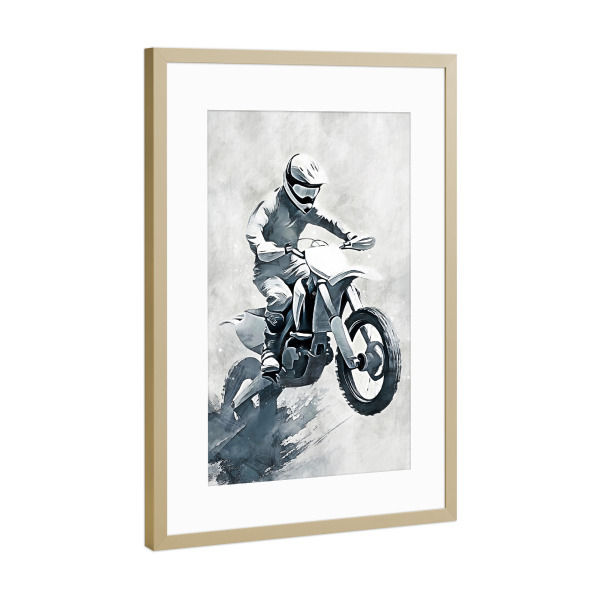 Poster mit Rahmen Gold "Motocross art D (matart)" artboxONE - Sport / Motorsport,Sport - Motocross,Motor,Motoren,Motocross-rennen,Sport,Modern,Kunst