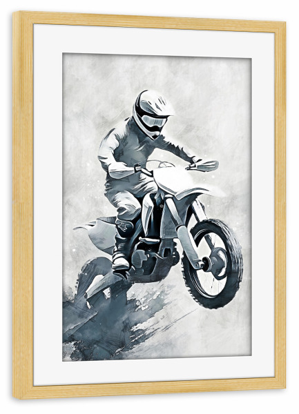 Poster mit Rahmen kiefer "Motocross art D (matart)" artboxONE - Sport / Motorsport,Sport - Motocross,Motor,Motoren,Motocross-rennen,Sport,Modern,Kunst