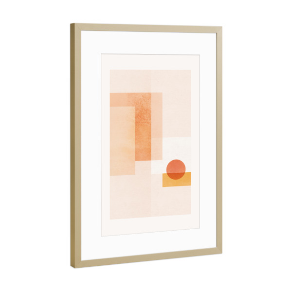 Poster mit Rahmen Gold "Geometrischer Sonnenuntergang" artboxONE - Natur,Abstrakt,Geometrie