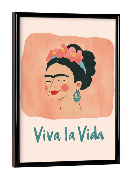 Poster mit schwarzem Rahmen "Kunst der Frida" artboxONE - Typografie,Floral,Menschen