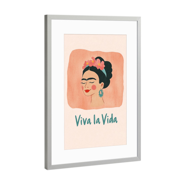Poster mit Rahmen Silber "Kunst der Frida" artboxONE - Typografie,Floral,Menschen