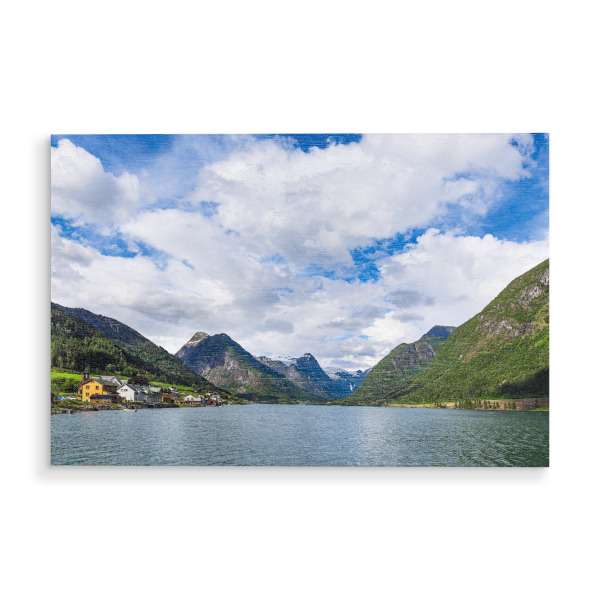 Holzbild "Berge am Fjærlandsfjord" artboxONE - Natur,Reise,Reise / Strand und Meer,Reise / Länder