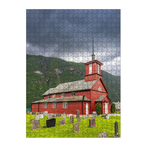 Puzzle Ravensburger "Kirche und Friedhof in Fjærland" artboxONE - Natur,Reise,Architektur,Reise / Länder