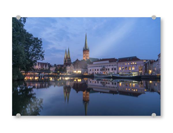 Acrylglasbild "Lübeck bei Nacht" artboxONE - Städte - Lübeck,Schleswig-holstein,Nacht,Trave,Stadtansicht