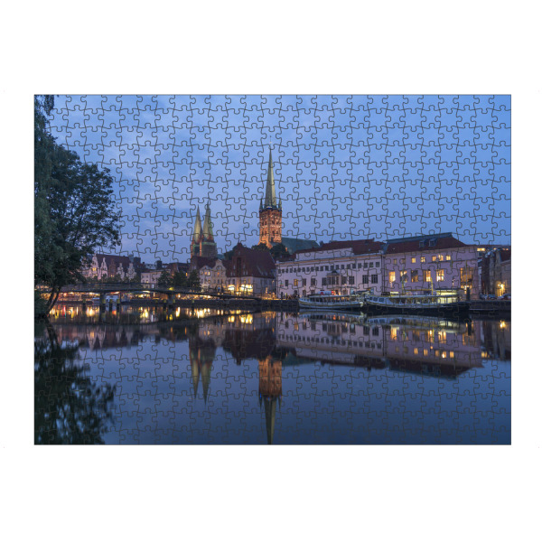 Puzzle Ravensburger "Lübeck bei Nacht" artboxONE - Städte - Lübeck,Schleswig-holstein,Nacht,Trave,Stadtansicht - Bild lübeck