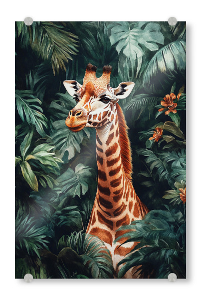 Acrylglasbild "Giraffe Forest Leaves (matart)" artboxONE - Natur,Tiere - Giraffe,Wald,Blätter,Tier,Tiere,Natur,Wild,Tierwelt,Modern