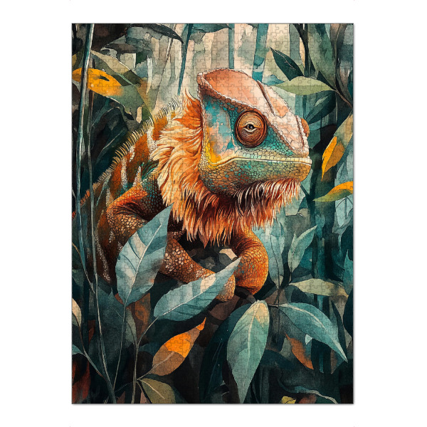 Puzzle Ravensburger "Chameleon Forest Leaves (matart)" artboxONE - Natur,Tiere - Chamäleon,Wald,Blätter,Tier,Tiere,Natur,Modern - Bild chamäleon