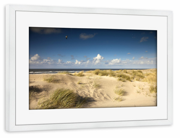 Poster mit Rahmen weiß "Spiekeroog" artboxONE - Reise / Strand und Meer - Ostfriesische insel,Spiekeroog,Düne,Strand,Niedersachsen,Deutschland