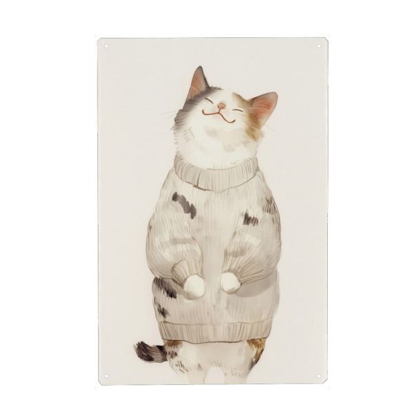 Metall Poster "Pastell Katzenliebe Charly" artboxONE - Tiere,Liebe,Lustig