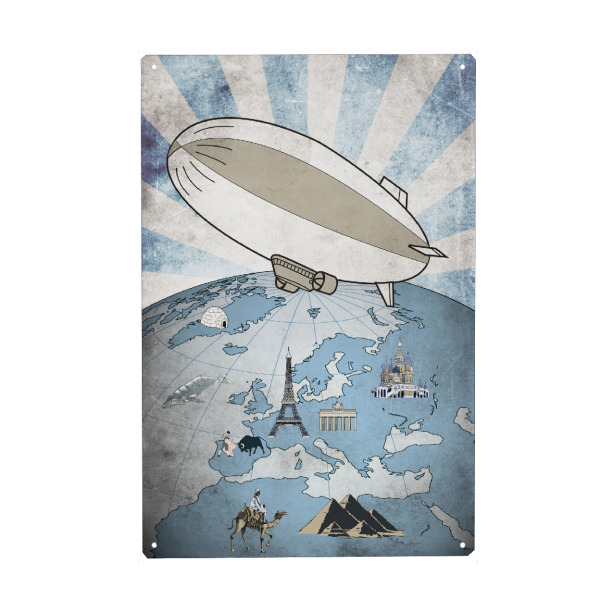 Metall Poster "Zeppelin vintage" artboxONE - Reise