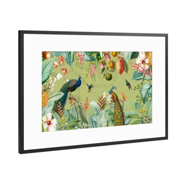 Poster mit Rahmen Schwarz (Metallic) "Tropical Vintage Animals Jungle" artboxONE - Natur,Floral,Tiere,Für Mama