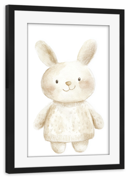 Poster mit Rahmen schwarz "Süßer Hase Bonni" artboxONE - Tiere,Liebe,Lustig