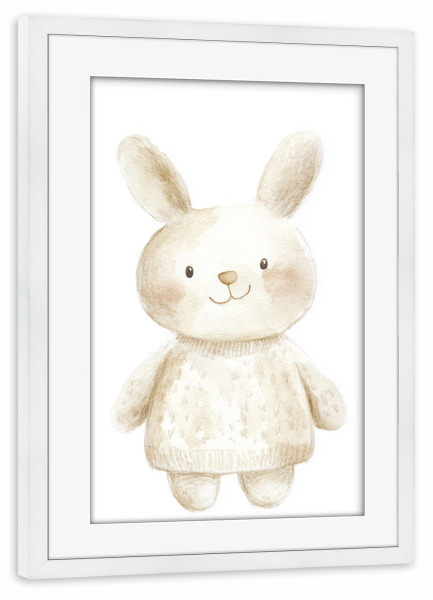 Poster mit Rahmen weiß "Süßer Hase Bonni" artboxONE - Tiere,Liebe,Lustig