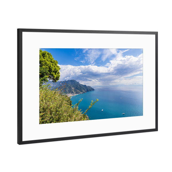 Poster mit Rahmen Schwarz (Metallic) "Blick von Ravello auf die Küste" artboxONE - Natur,Reise,Reise / Strand und Meer,Reise / Länder