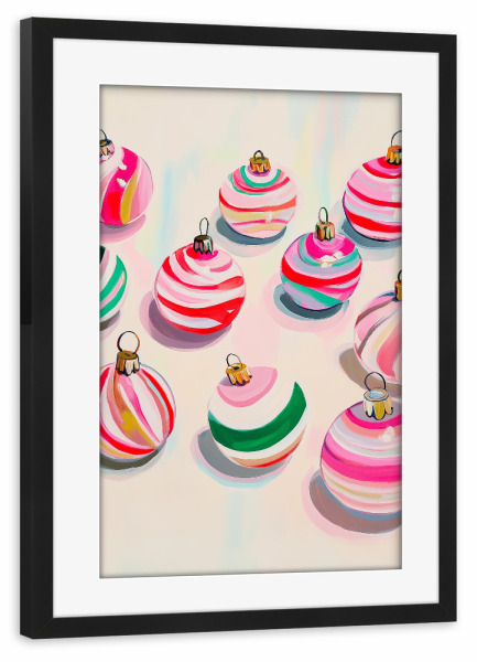 Poster mit Rahmen schwarz "Festliche Weihnachtskugeln" artboxONE - Weihnachten