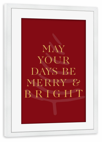 Poster mit Rahmen weiß "Fröhlich und hell" artboxONE - Typografie,Essen & Trinken,Menschen,Musik,Weihnachten