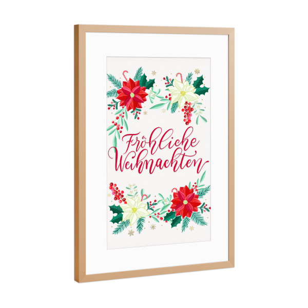 Poster mit Rahmen Kupfer "Bald ist Weihnachten" artboxONE - Typografie,Floral,Weihnachten