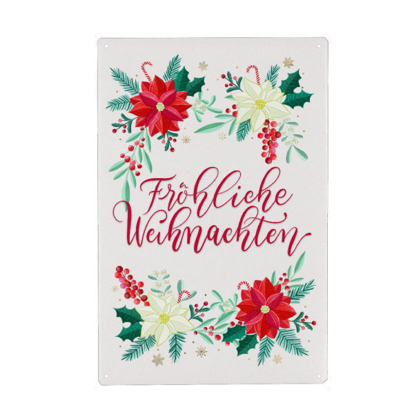 Metall Poster "Bald ist Weihnachten" artboxONE - Typografie,Floral,Weihnachten