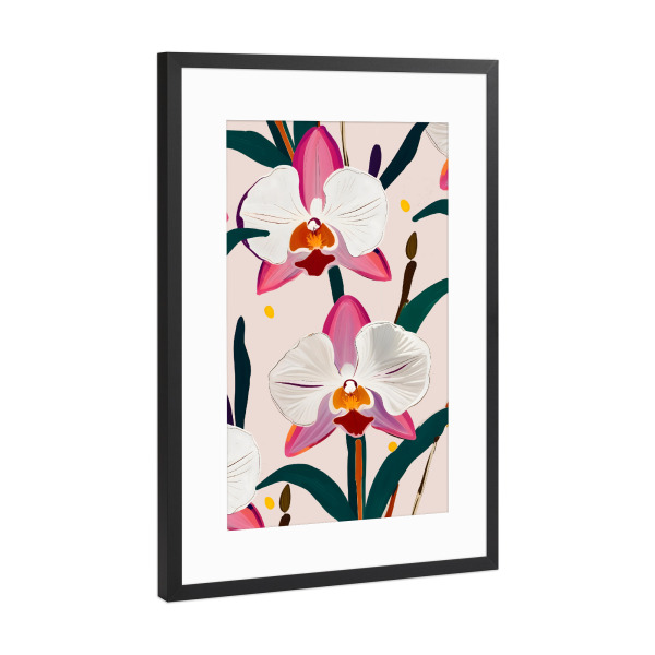 Poster mit Rahmen Schwarz (Metallic) "Rosa Orchideen" artboxONE - Natur,Floral