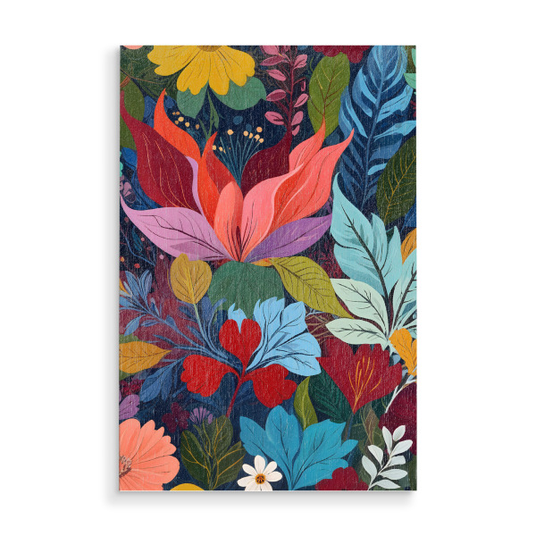 Holzbild "Verflochten" artboxONE - Floral - Natur,Landschaft,Pastell,Gedämpft,Strichzeichnungen,Abenteuer,Reisen,Hügel,Berg,Tal