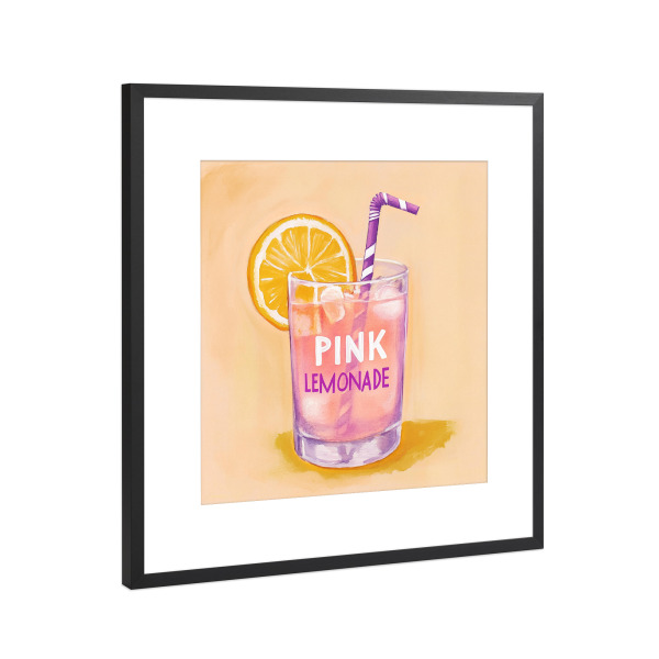 Poster mit Rahmen Schwarz (Metallic) "Pinke Zitronenliebe" artboxONE - Typografie,Natur,Essen & Trinken / Obst & Gemüse