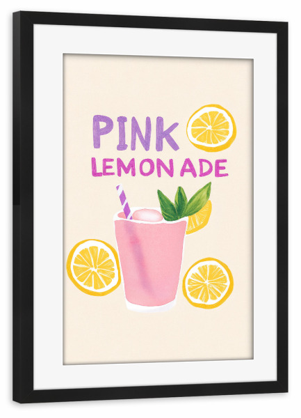 Poster mit Rahmen schwarz "Love Pink Lemonade" artboxONE - Typografie,Natur,Essen & Trinken / Obst & Gemüse