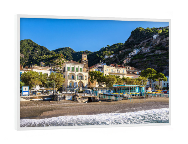 Poster mit weißem Rahmen "Strand in Minori" artboxONE - Natur,Reise,Architektur,Reise / Strand und Meer,Reise / Länder