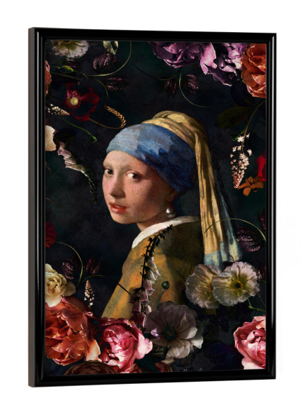 Poster mit schwarzem Rahmen "Vermeer-Mädchen mit Blumen" artboxONE - Natur,Floral,Für Mama