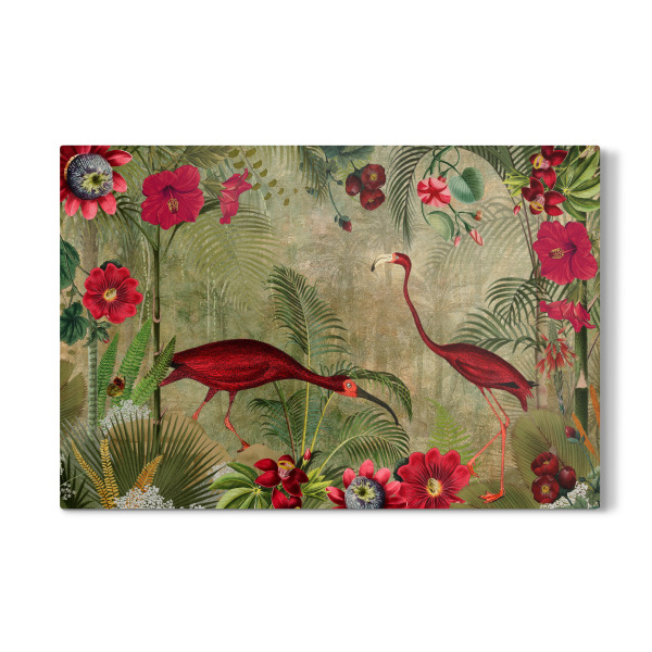 Galerie-Print "Red Flamingos In a Tropical Jungle" 75x50 cm artboxONE