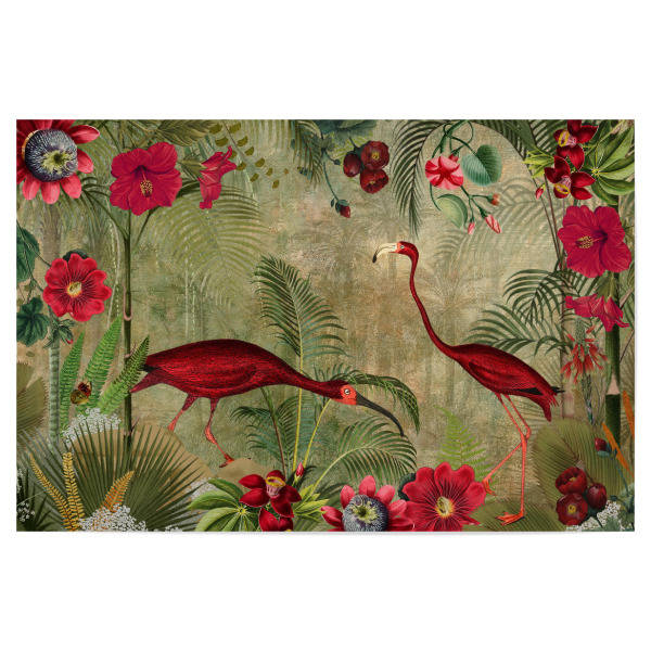 Poster 30x20 cm "Red Flamingos In a Tropical Jungle" artboxONE - Natur,Reise,Floral,Tiere,Für Mama