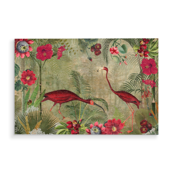 Holzbild "Red Flamingos In a Tropical Jungle" artboxONE - Natur,Reise,Floral,Tiere,Für Mama