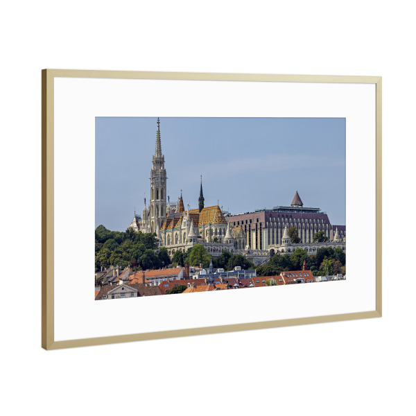 Poster mit Rahmen Gold "Die Matthias Kirche in Budapest" artboxONE - Reise,Architektur