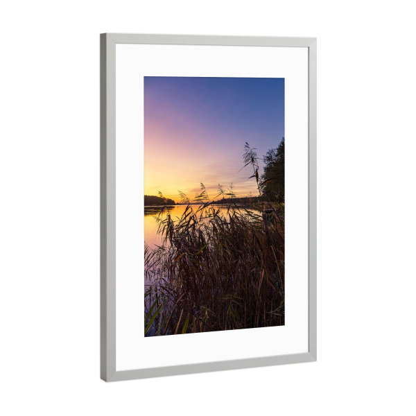 Poster mit Rahmen Silber "Plauer See mit Sonnenaufgang" artboxONE - Natur,Reise